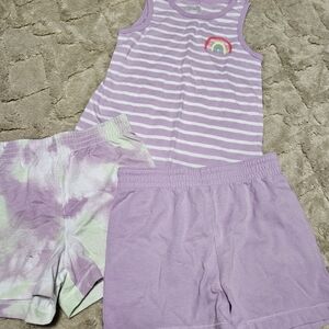 Purple Striped Tank and Shorts Set
